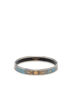 Hermes Enamel PM Bangle Silver Multicolor Metal Bracelet